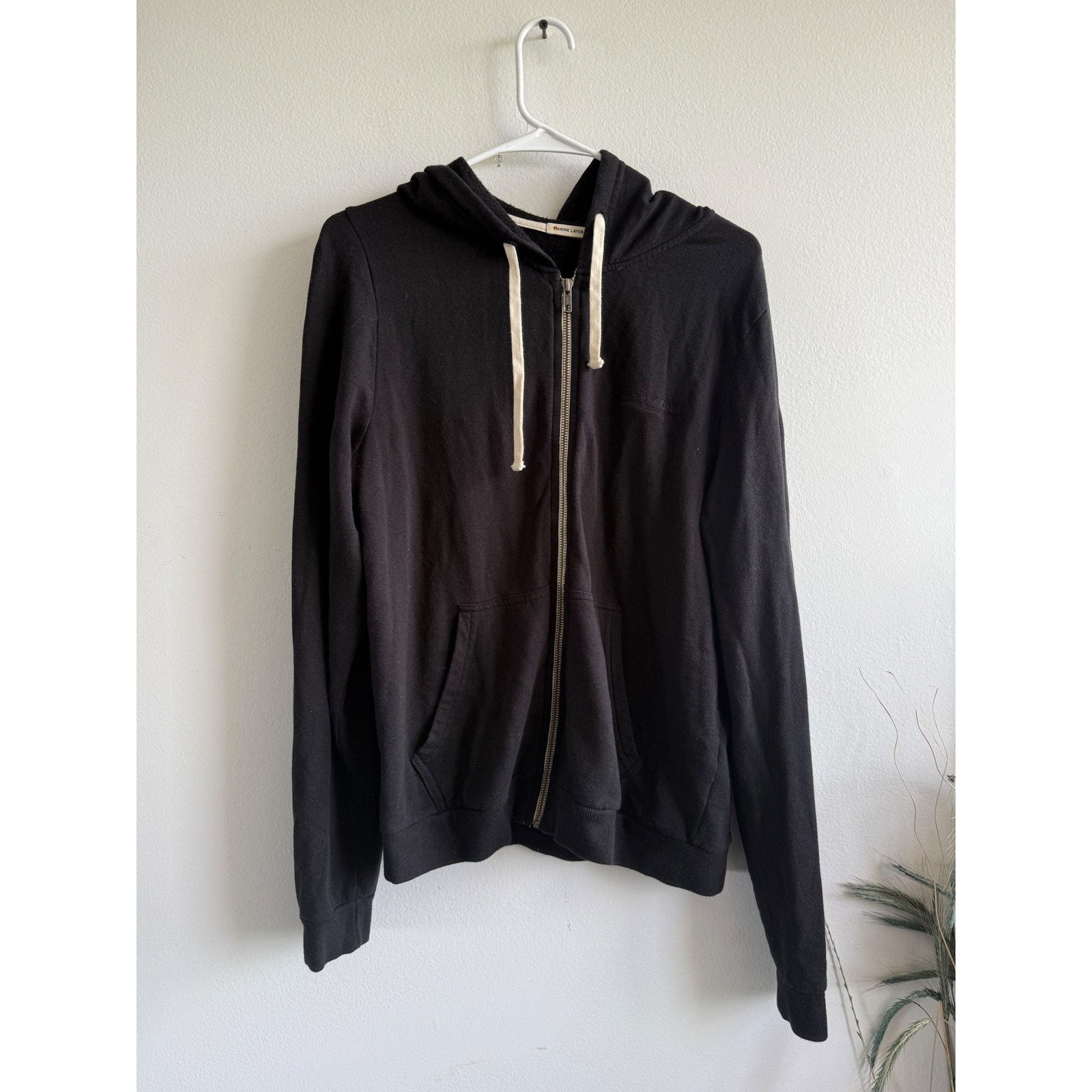 Marine Layer Womens Black Cotton Modal Zip Up Hoodie Goats Group Large Lhzr-Bl2